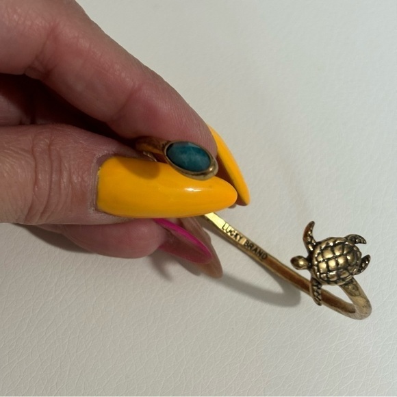 Lucky Brand bronze faux turquoise turtle adjustable bracelet #023 - Picture 5 of 7